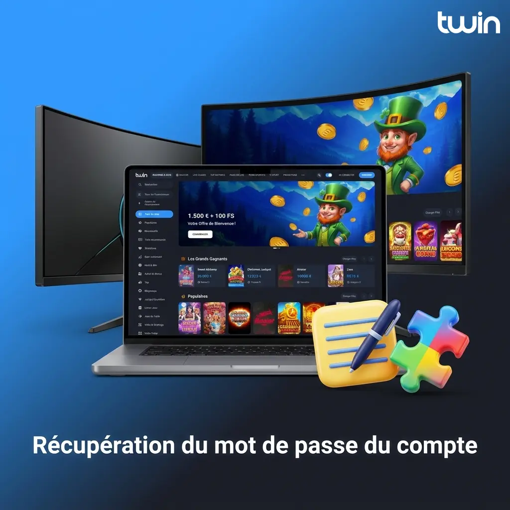 Écran de récupération du mot de passe avec options e-mail et SMS pour sécuriser un compte joueur